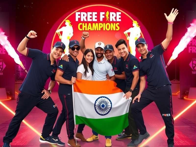 Free Fire Champions - Winning Indian Squad Free Fire Champions Indian squad celebrating a win with team pose