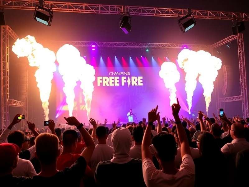 Free Fire Champions - India League Finals Free Fire Champions India League finals in Mumbai with cheering crowd